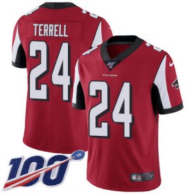 Wholesale Cheap Nike Falcons #24 A.J. Terrell Red Team Color Men\'s Stitched NFL 100th Season Vapor Untouchable Limited Jersey