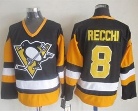Wholesale Cheap Penguins #8 Mark Recchi Black CCM Throwback Stitched NHL Jersey