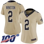 Wholesale Cheap Nike Saints #2 Jameis Winston Gold Women's Stitched NFL Limited Inverted Legend 100th Season Jersey
