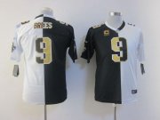 Wholesale Cheap Nike Saints #9 Drew Brees Black/White Youth Stitched NFL Elite Split Jersey