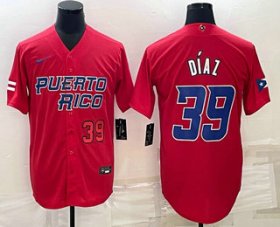 Cheap Men\'s Puerto Rico Baseball #39 Edwin Diaz Number 2023 Red World Baseball Classic Stitched Jersey