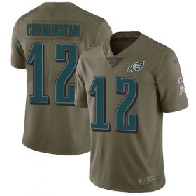 Wholesale Cheap Nike Eagles #12 Randall Cunningham Olive Men\'s Stitched NFL Limited 2017 Salute To Service Jersey