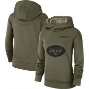 Wholesale Cheap Women's New York Jets Nike Olive Salute to Service Sideline Therma Performance Pullover Hoodie