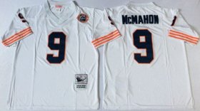 Wholesale Cheap Mitchell&Ness Bears #9 Jim McMahon White Big No. Throwback Stitched NFL Jersey