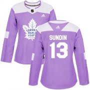 Wholesale Cheap Adidas Maple Leafs #13 Mats Sundin Purple Authentic Fights Cancer Women's Stitched NHL Jersey