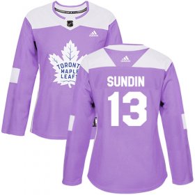 Wholesale Cheap Adidas Maple Leafs #13 Mats Sundin Purple Authentic Fights Cancer Women\'s Stitched NHL Jersey