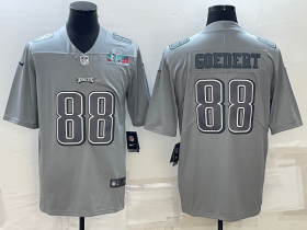 Cheap Men\'s Philadelphia Eagles #88 Dallas Goedert Gray Super Bowl LVII Patch Atmosphere Fashion Stitched Jersey