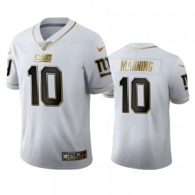 Wholesale Cheap New York Giants #10 Eli Manning Men\'s Nike White Golden Edition Vapor Limited NFL 100 Jersey