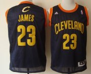 Wholesale Cheap Cleveland Cavaliers #23 LeBron James Navy Blue With Gold Swingman Jersey