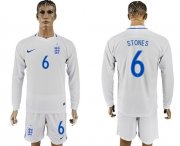 Wholesale Cheap England #6 Stones Home Long Sleeves Soccer Country Jersey