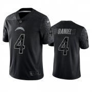 Wholesale Cheap Men's Los Angeles Chargers #4 Chase Daniel Black Reflective Limited Stitched Football Jersey