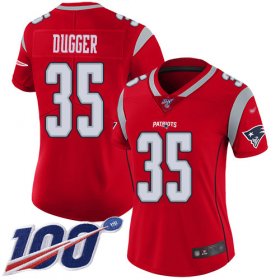 Wholesale Cheap Nike Patriots #35 Kyle Dugger Red Women\'s Stitched NFL Limited Inverted Legend 100th Season Jersey