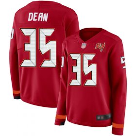 Wholesale Cheap Nike Buccaneers #35 Jamel Dean Red Team Color Women\'s Stitched NFL Limited Therma Long Sleeve Jersey