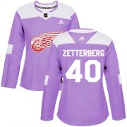 Wholesale Cheap Adidas Red Wings #40 Henrik Zetterberg Purple Authentic Fights Cancer Women's Stitched NHL Jersey