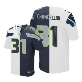 Wholesale Cheap Nike Seahawks #31 Kam Chancellor White/Steel Blue Men\'s Stitched NFL Elite Split Jersey