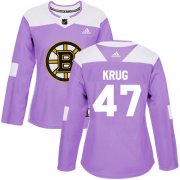 Wholesale Cheap Adidas Bruins #47 Torey Krug Purple Authentic Fights Cancer Women's Stitched NHL Jersey