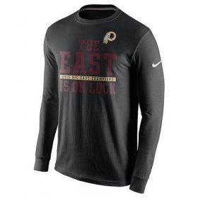 Wholesale Cheap Men\'s Washington Redskins Nike Black 2015 NFC East Division Champions Long Sleeves T-Shirt
