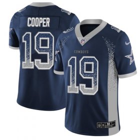 Wholesale Cheap Nike Cowboys #19 Amari Cooper Navy Blue Team Color Men\'s Stitched NFL Limited Rush Drift Fashion Jersey