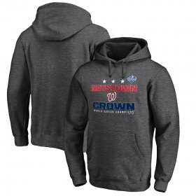 Wholesale Cheap Washington Nationals Majestic 2019 World Series Champions Cut Off Pullover Hoodie Heather Charcoal