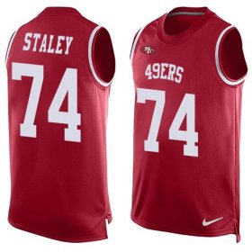 Wholesale Cheap Nike 49ers #74 Joe Staley Red Team Color Men\'s Stitched NFL Limited Tank Top Jersey
