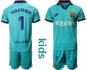 Wholesale Cheap Barcelona #1 Ter Stegen Third Kid Soccer Club Jersey
