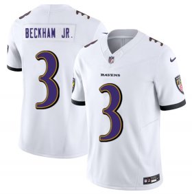 Cheap Men\'s Baltimore Ravens #3 Odell Beckham Jr. White 2023 F.U.S.E. Vapor Untouchable Stitched Jersey