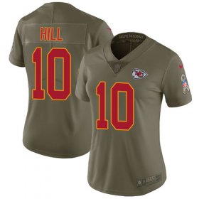 Wholesale Cheap Nike Chiefs #10 Tyreek Hill Olive Women\'s Stitched NFL Limited 2017 Salute to Service Jersey