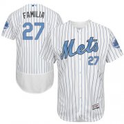 Wholesale Cheap Mets #27 Jeurys Familia White(Blue Strip) Flexbase Authentic Collection Father's Day Stitched MLB Jersey