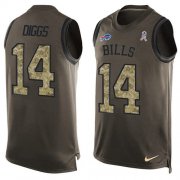 Wholesale Cheap Nike Bills #14 Stefon Diggs Green Men's Stitched NFL Limited Salute To Service Tank Top Jersey