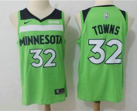 Wholesale Cheap Men\'s Minnesota Timberwolves #32 Karl-Anthony Towns New Green 2017-2018 Nike Swingman Fitbit Stitched NBA Jersey