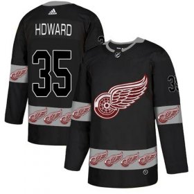 Wholesale Cheap Adidas Red Wings #35 Jimmy Howard Black Authentic Team Logo Fashion Stitched NHL Jersey