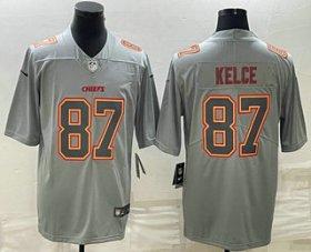 Cheap Men\'s Kansas City Chiefs #87 Travis Kelce Gray Atmosphere Fashion Stitched Jersey