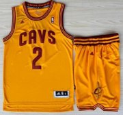 Wholesale Cheap Cleveland Cavaliers 2 Kyrie Irving Yellow Revolution 30 Swingman Jerseys Shorts NBA Suits