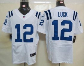 Wholesale Cheap Nike Colts #12 Andrew Luck White Men\'s Stitched NFL Elite Jersey