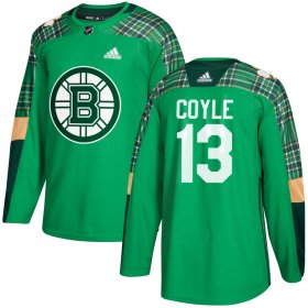 Wholesale Cheap Adidas Bruins #13 Charlie Coyle adidas Green St. Patrick\'s Day Authentic Practice Stitched NHL Jersey