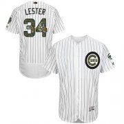 Wholesale Cheap Cubs #34 Jon Lester White(Blue Strip) Flexbase Authentic Collection Memorial Day Stitched MLB Jersey