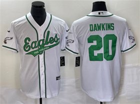 Wholesale Cheap Men\'s Philadelphia Eagles #20 Brian Dawkins White Cool Base Baseball Stitched Jersey
