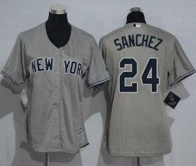 Wholesale Cheap Yankees #24 Gary Sanchez Grey Women\'s Road Stitched MLB Jersey