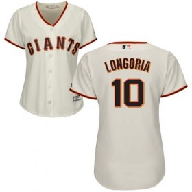 Wholesale Cheap Giants #10 Evan Longoria Cream Home Women\'s Stitched MLB Jersey
