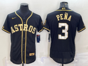 Wholesale Cheap Men's Houston Astros #3 Jeremy Pena Black Gold Flex Base Stitched Jerseys