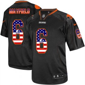 Wholesale Cheap Nike Browns #6 Baker Mayfield Black Men\'s Stitched NFL Elite USA Flag Fashion Jersey