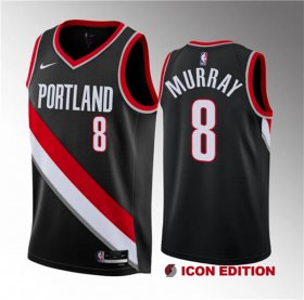 Wholesale Cheap Men\'s Portland Trail Blazers #8 Kris Murray Black 2023 Draft Icon Edition Stitched Basketball Jersey