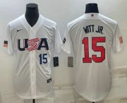 Cheap Men's USA Baseball #15 Bobby Witt Jr Number 2023 White World Baseball Classic Replica Stitched Jerseys