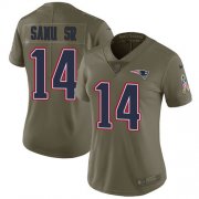 Wholesale Cheap Nike Patriots #14 Mohamed Sanu Sr Olive Women's Stitched NFL Limited 2017 Salute to Service Jersey
