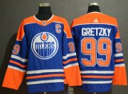 Wholesale Cheap Adidas Oilers #99 Wayne Gretzky Royal Blue Alternate Authentic Stitched NHL Jersey