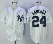 Wholesale Cheap Yankees #24 Gary Sanchez White Strip New Cool Base Stitched MLB Jersey