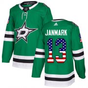Wholesale Cheap Adidas Stars #13 Mattias Janmark Green Home Authentic USA Flag Stitched NHL Jersey
