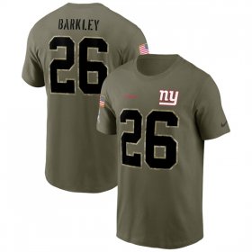 Wholesale Cheap Men\'s New York Giants #26 Saquon Barkley 2022 Olive Salute to Service T-Shirt