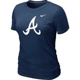 Wholesale Cheap Women\'s Atlanta Braves Heathered Nike Dark Blue Blended T-Shirt