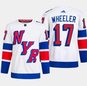 Cheap Men\'s New York Rangers #17 Blake Wheeler White 2024 Stadium Series Stitched Jersey